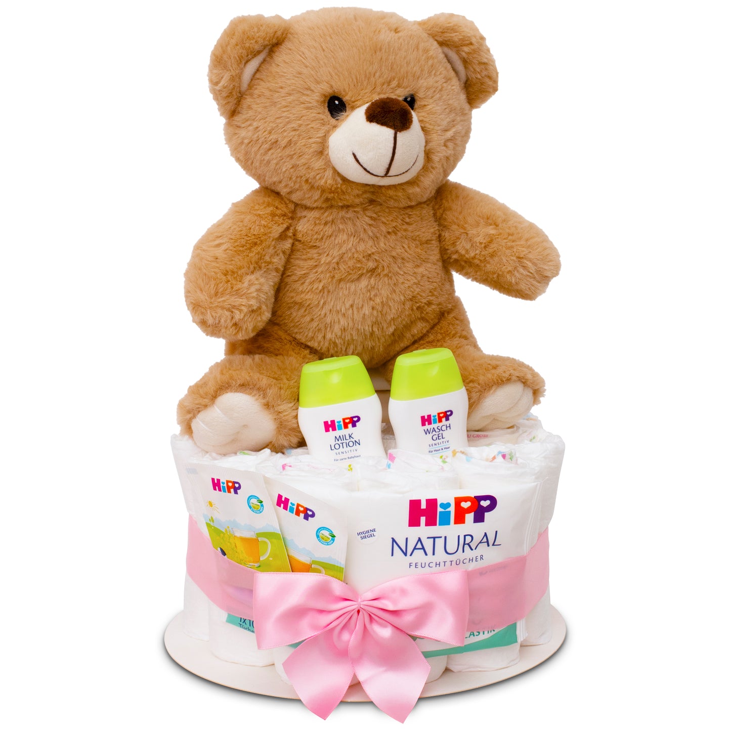 Windeltorte Rosa Teddybär – 20 cm
