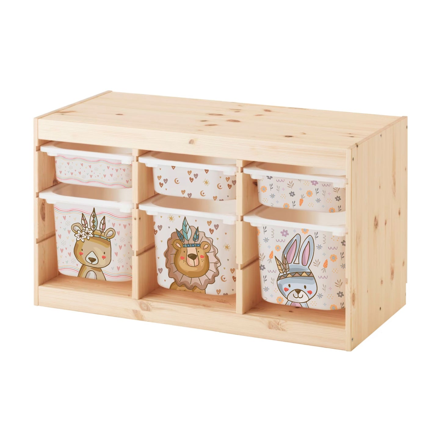 MilaBoo® Boho-Aufkleber für IKEA TROFAST – 6er-Set in Beige- und Naturtönen für große und kleine Boxen