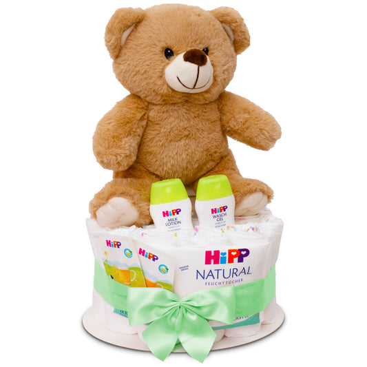 Windeltorte Grün Teddybär – 20 cm