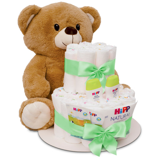 Windeltorte Grün Teddybär – 35 cm