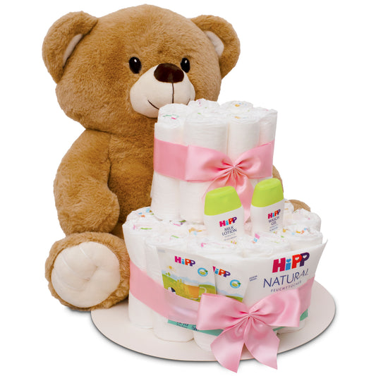 Windeltorte Rosa Teddybär – 35 cm
