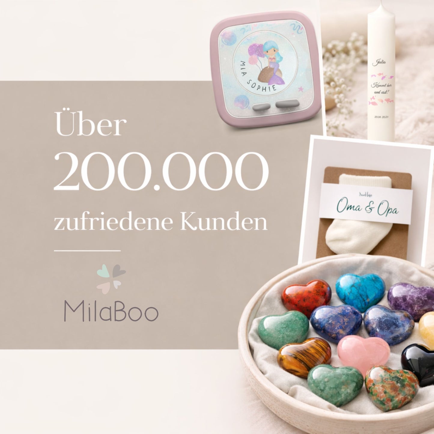 MilaBoo Wunderstern Rosenquarz zur Einschulung – Glücksstein mit Karte im Organzasäckchen, kleine Schultütenfüllung zum Schulstart