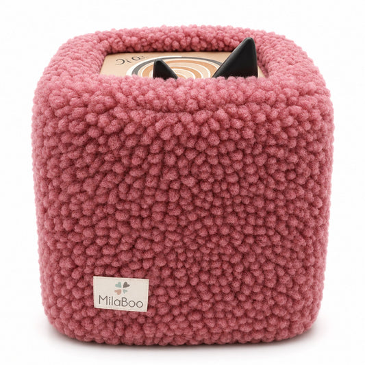 MilaBoo® Teddybezug für Toniebox 1 & 2 – weiche Schutzhülle aus Teddystoff, handgefertigt in Deutschland – Dunkelrosa