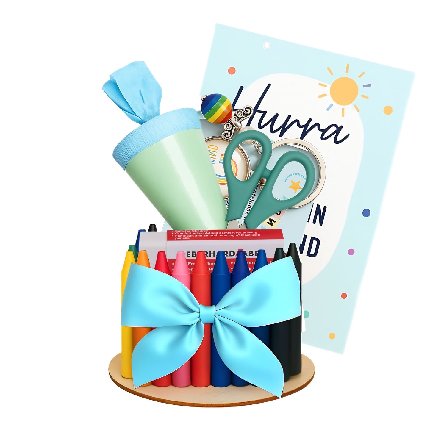 Stifte-Torte Einschulung blau Junge 14cm