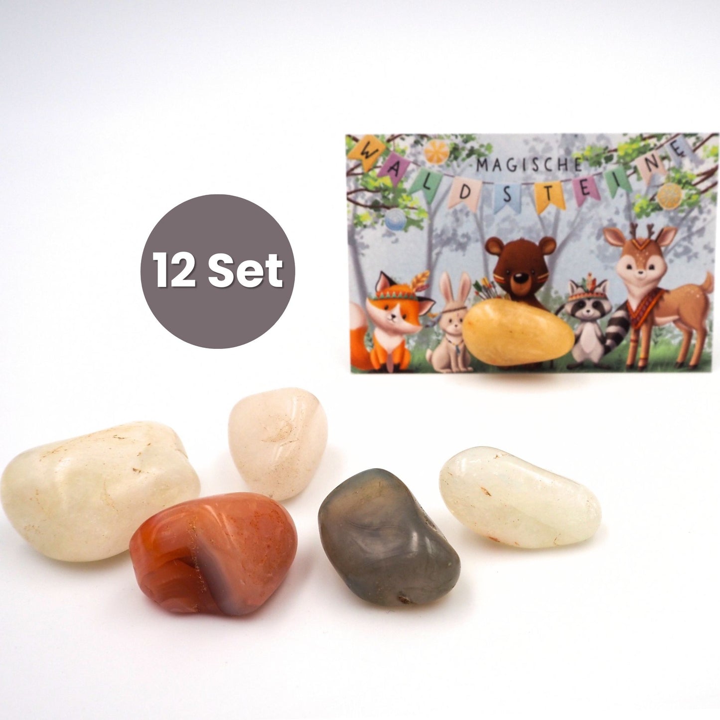 12er Set Glückssteine - Tiere