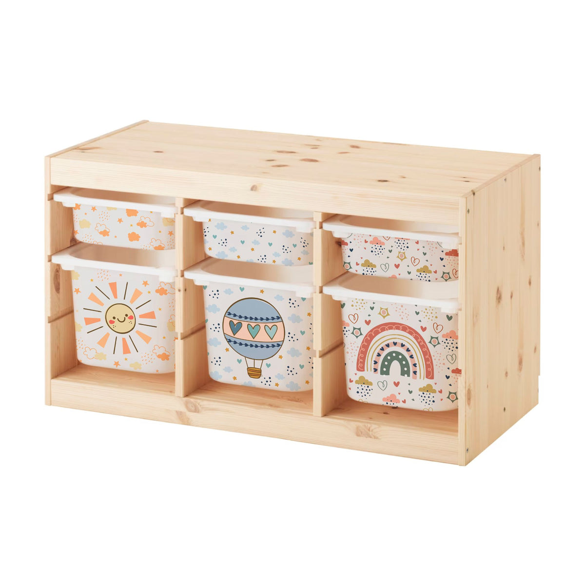 MilaBoo® TROFAST Sticker-Set „Wetter“ – 6 passgenaue Vinylaufkleber für 3 große und 3 kleine IKEA TROFAST Boxen