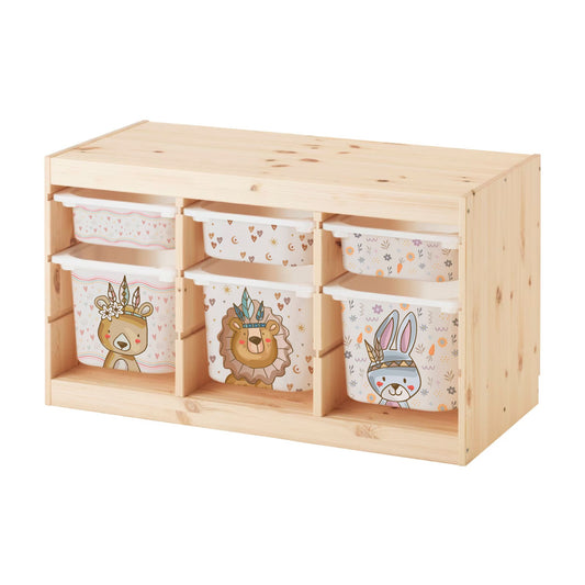 MilaBoo® Boho-Aufkleber für IKEA TROFAST – 6er-Set in Beige- und Naturtönen für große und kleine Boxen