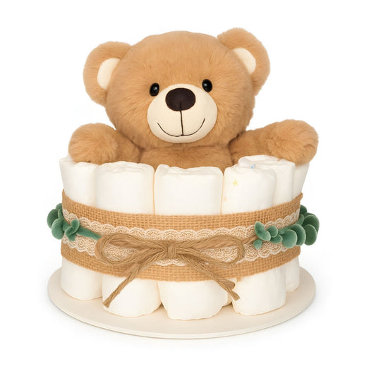 Windeltorte Boho Teddy – 20 cm