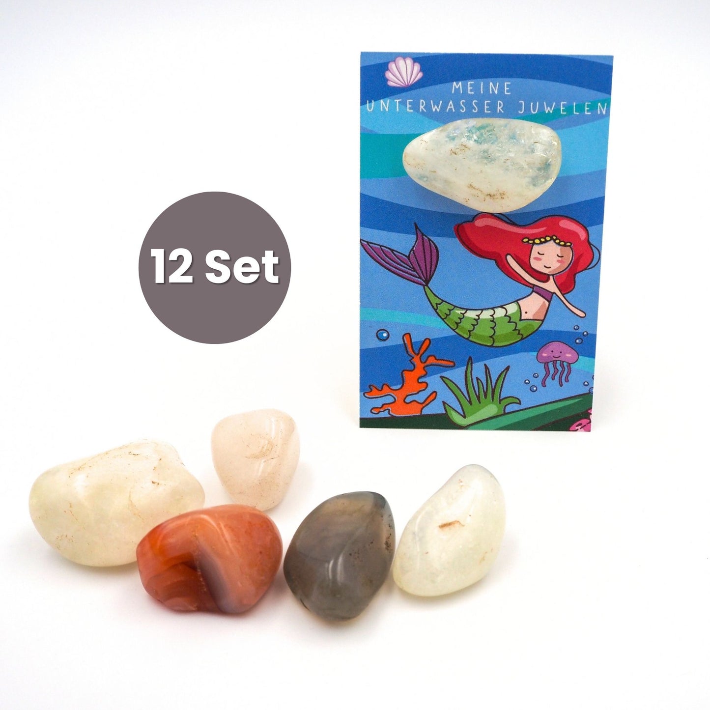 12er Set Glückssteine - Meerjungfrau