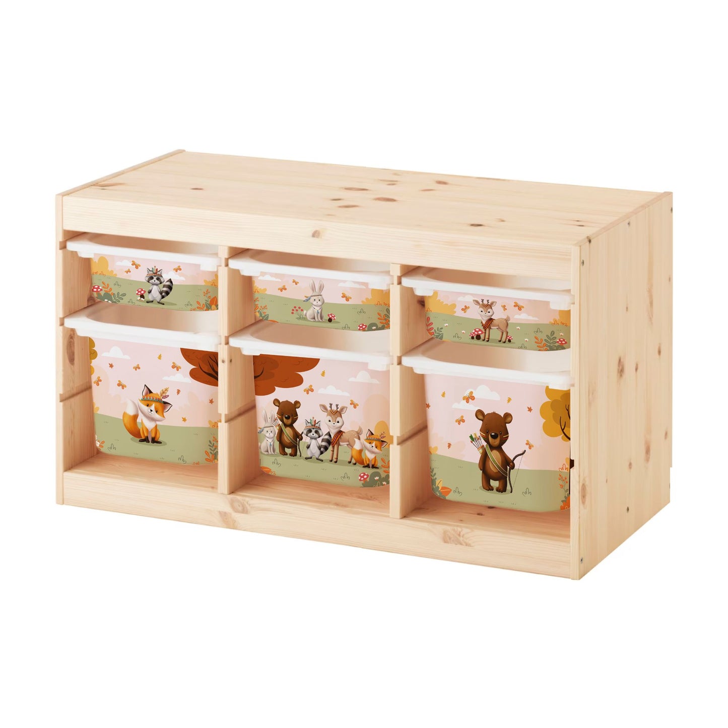 MilaBoo® Waldtiere-Aufkleber für IKEA TROFAST – 6er-Set mit liebevollen Waldmotiven für große und kleine Boxen