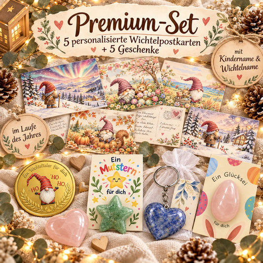 Premium Wichtelbriefe durchs ganze Jahr – 5 personalisierte Karten + 5 magische Geschenke
