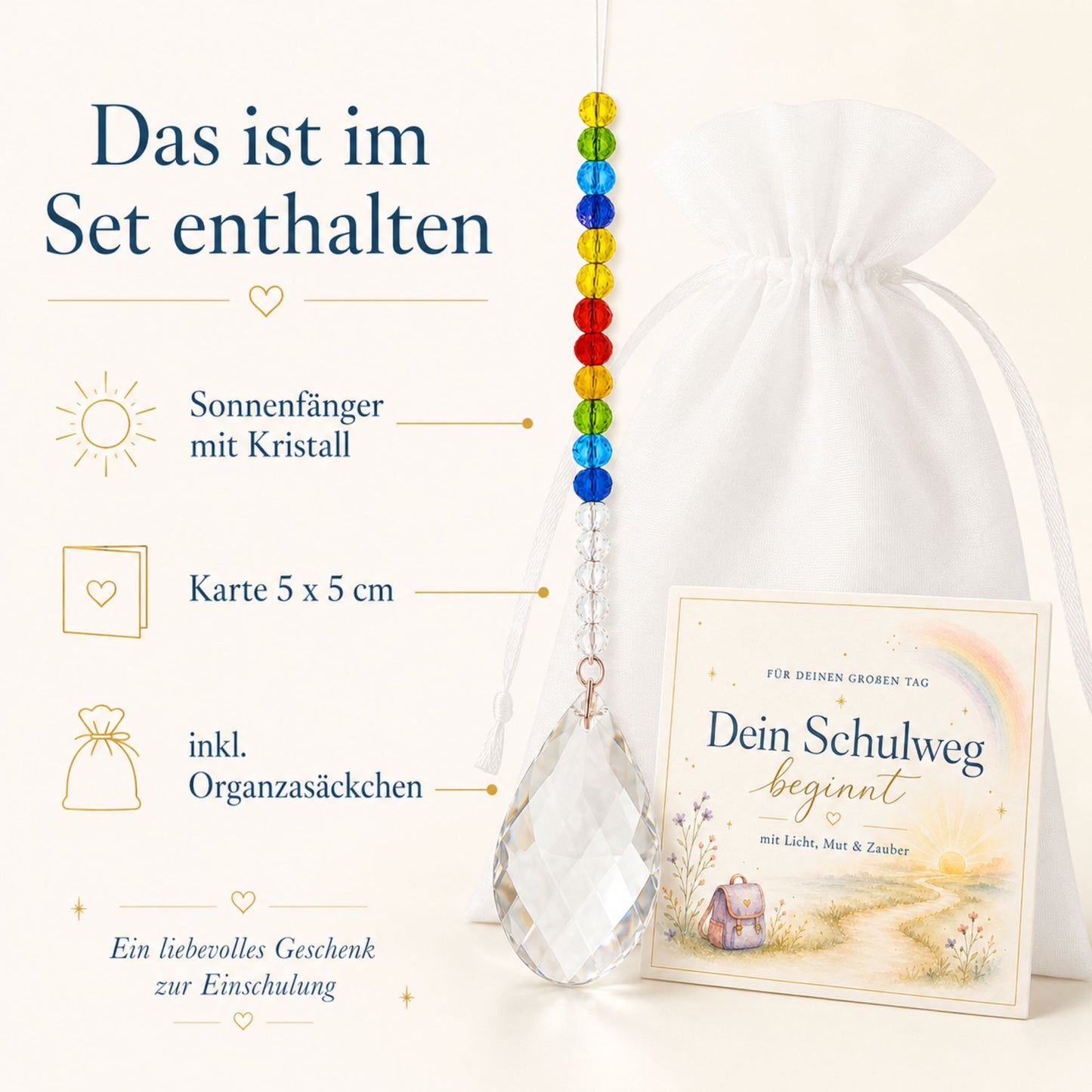 Sonnenfänger zur Einschulung – kleiner Glücksbringer mit Karte