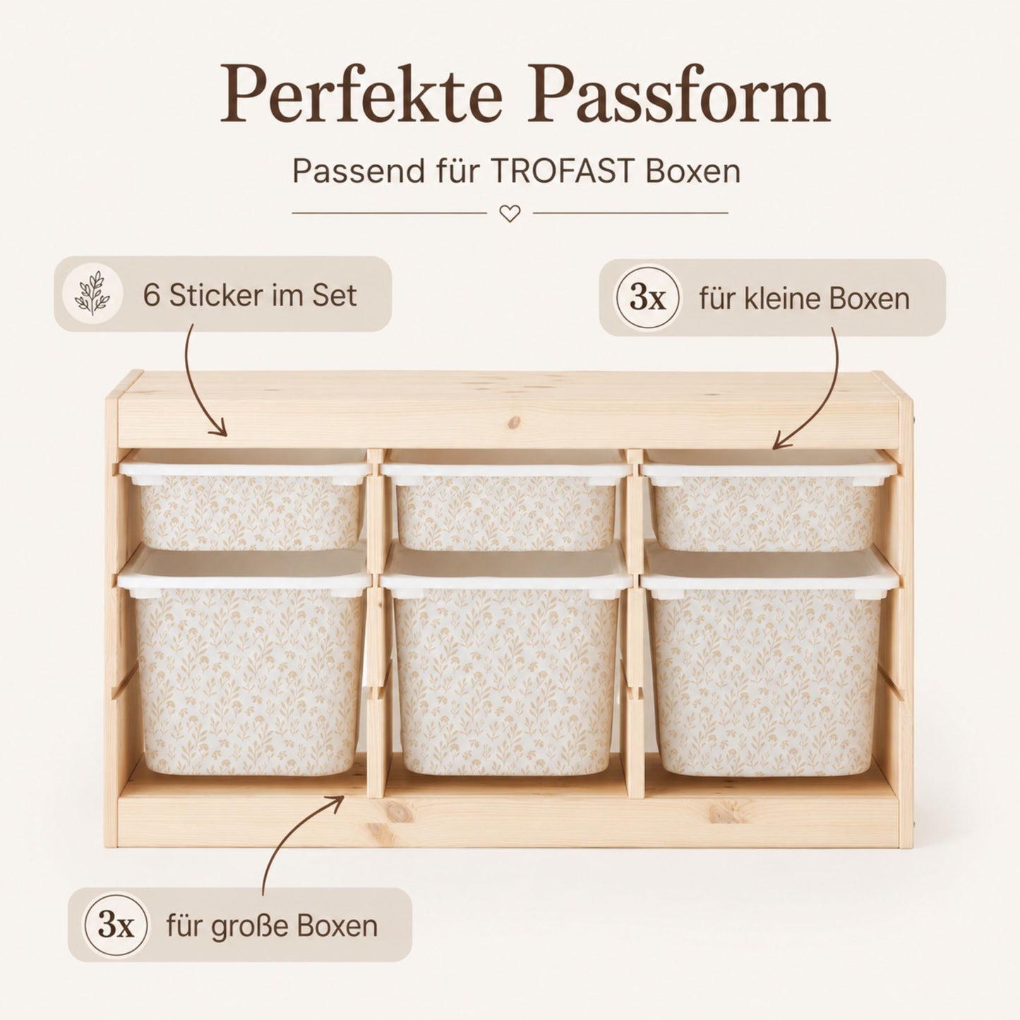 MilaBoo® TROFAST Aufkleber-Set in Beige – hochwertige Vinylsticker für ein stilvolles Kinderzimmer