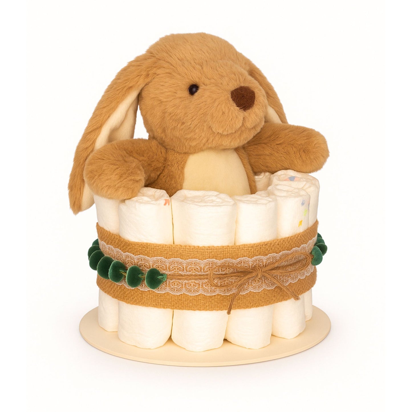Windeltorte Boho Hase – 20 cm