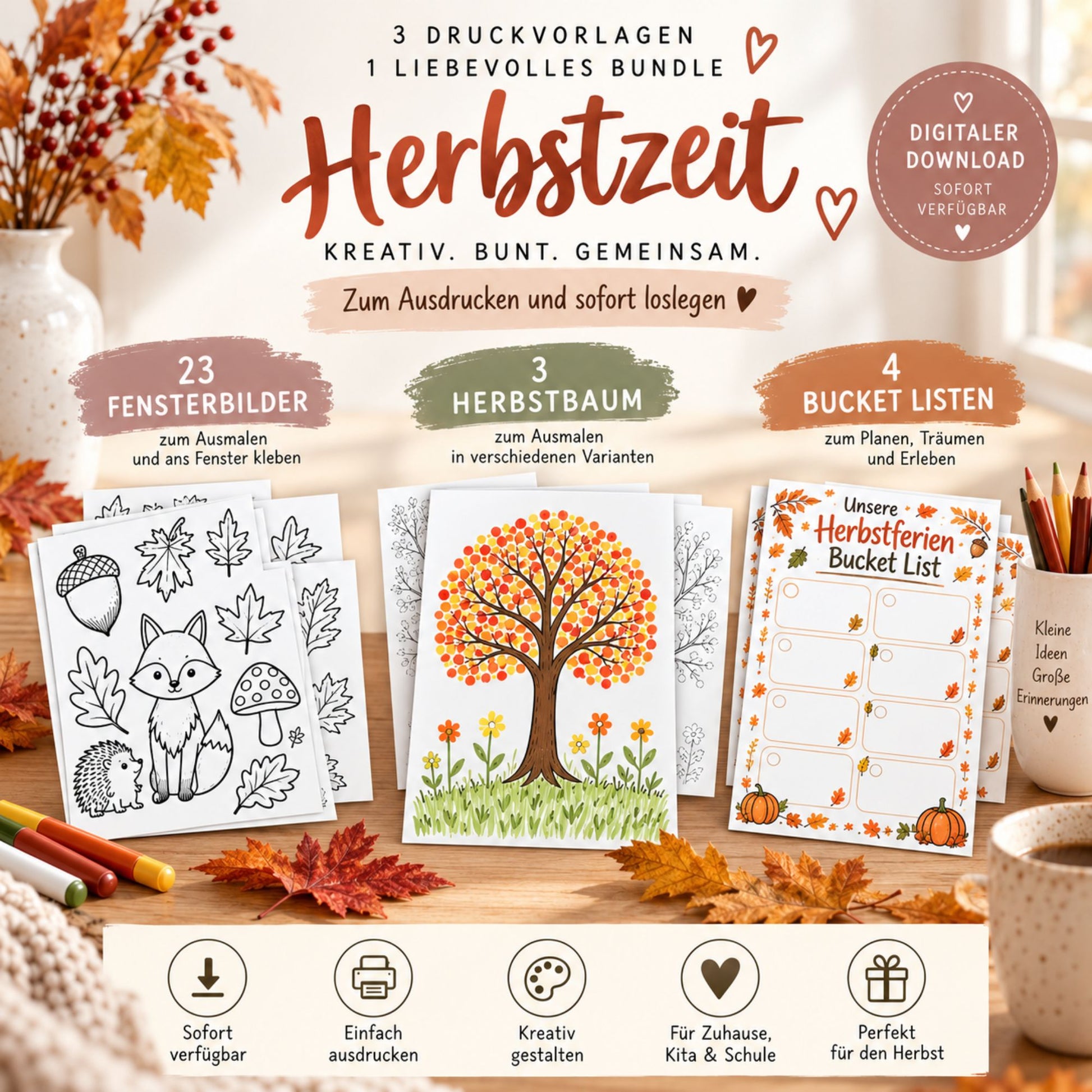 Herbstferien Bucket List für Kinder zum Ausdrucken