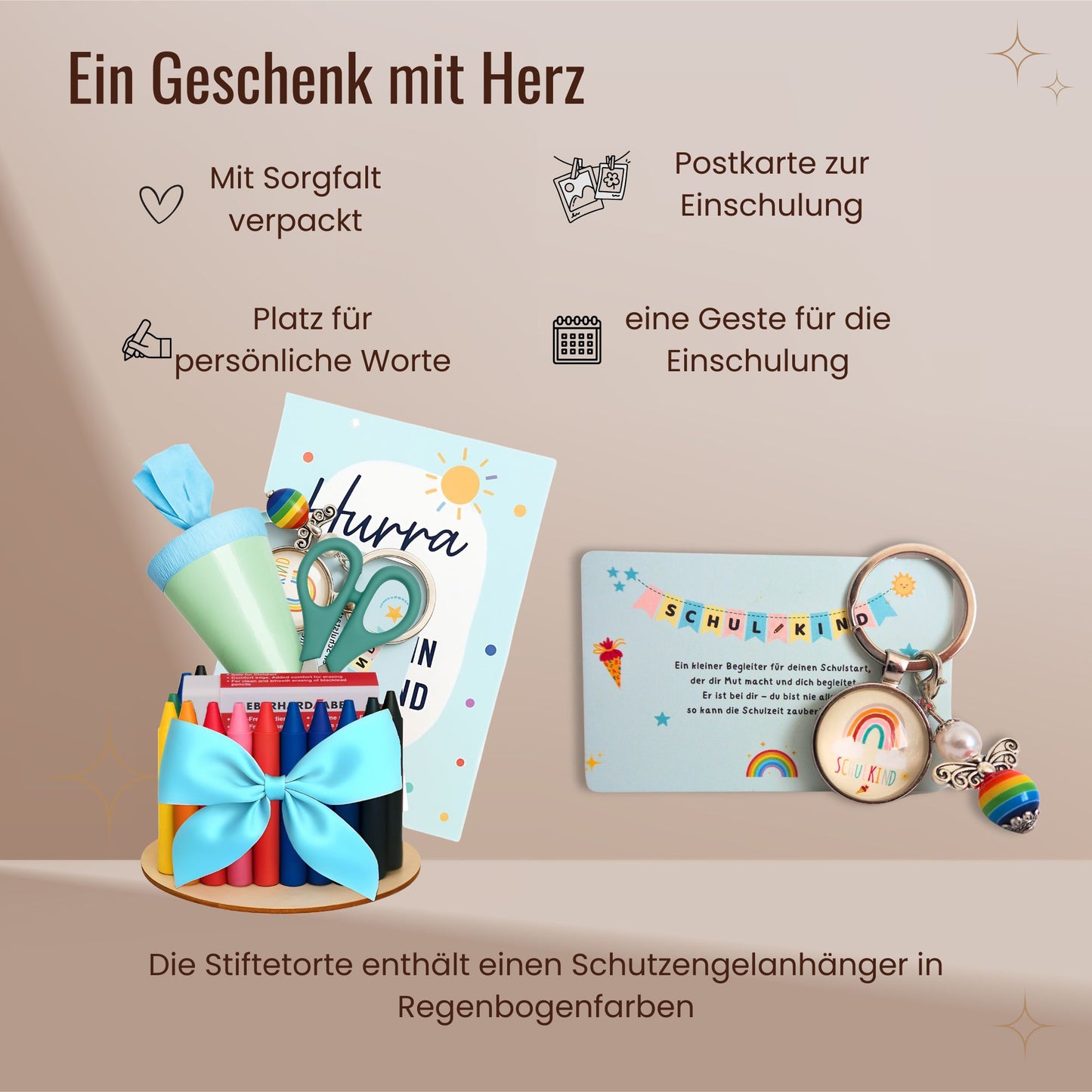 Stifte-Torte Einschulung blau Junge 14cm