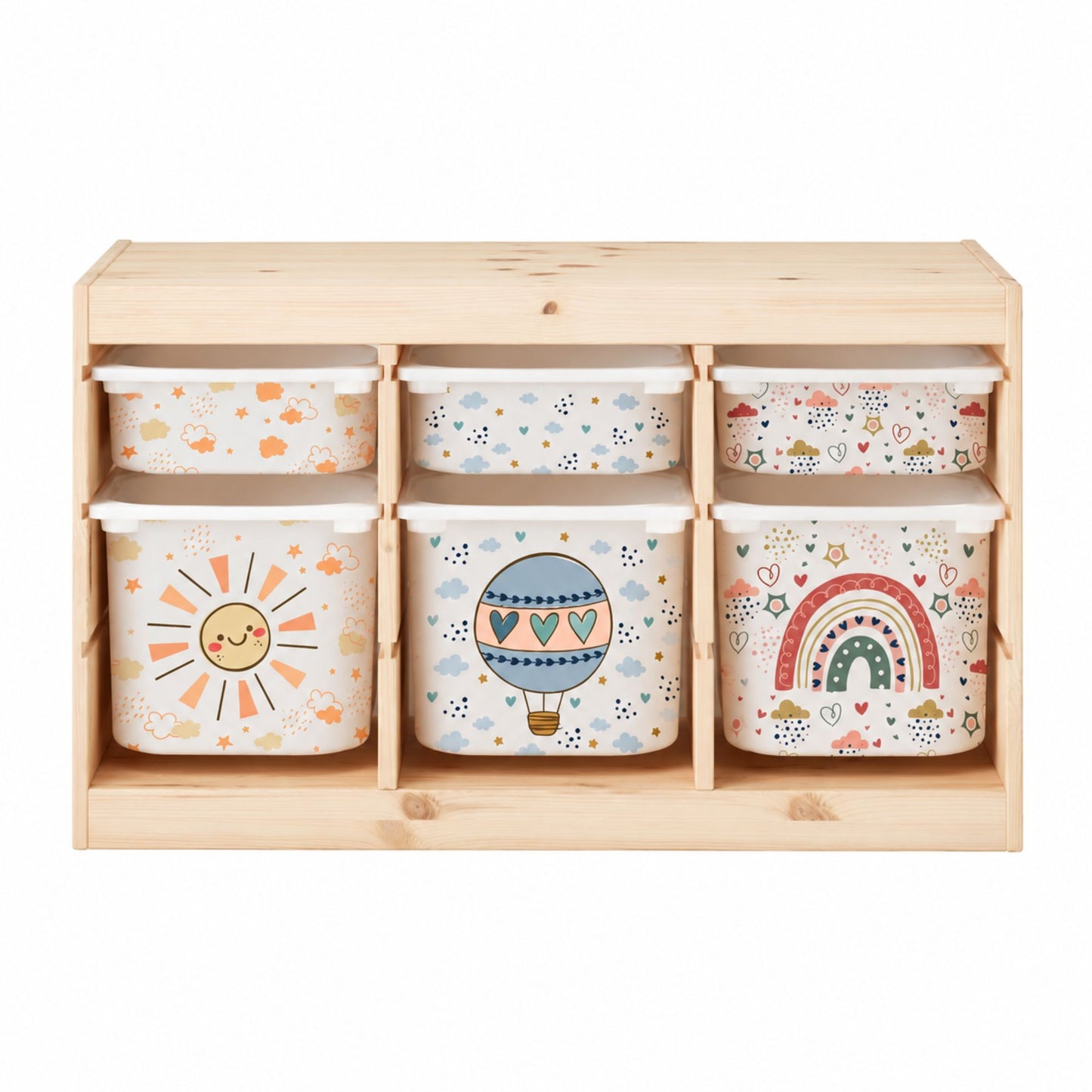 MilaBoo® TROFAST Sticker-Set „Wetter“ – 6 passgenaue Vinylaufkleber für 3 große und 3 kleine IKEA TROFAST Boxen