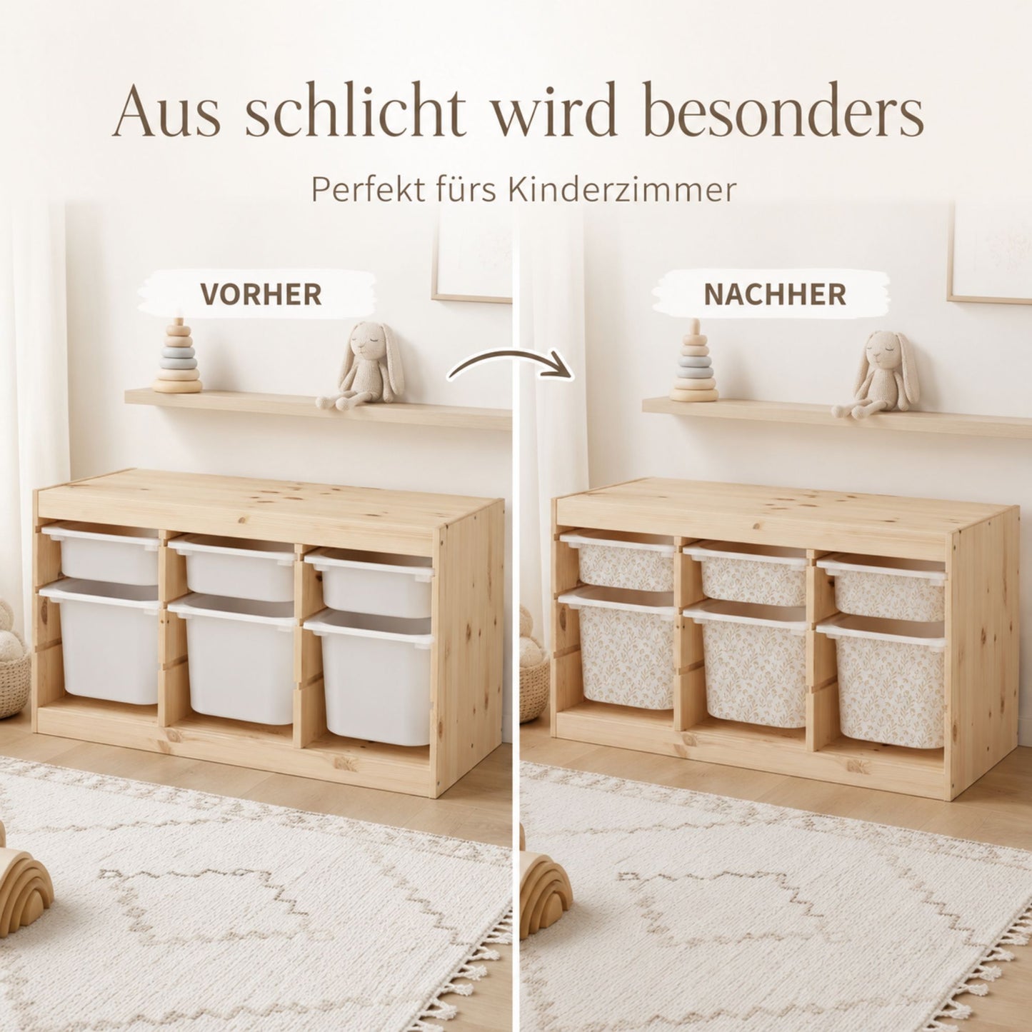 MilaBoo® TROFAST Aufkleber-Set in Beige – hochwertige Vinylsticker für ein stilvolles Kinderzimmer