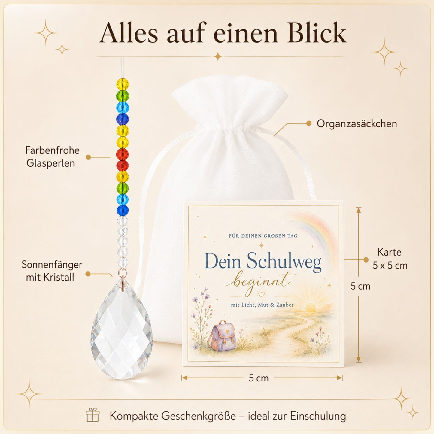 Sonnenfänger zur Einschulung – kleiner Glücksbringer mit Karte