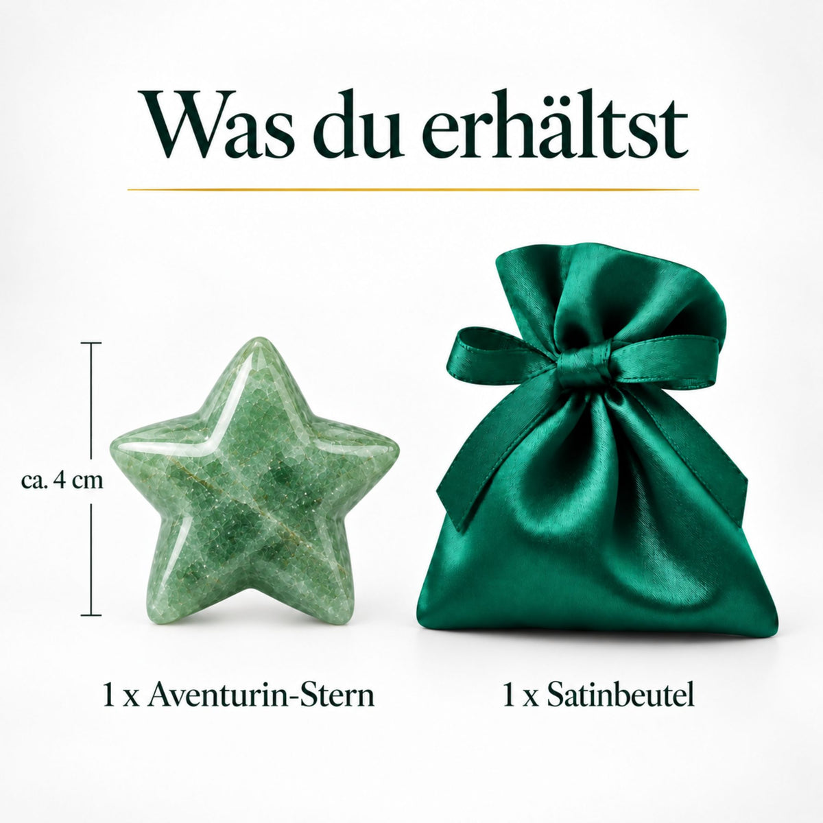 Edelstein-Stern 4 cm im Satinbeutel – Glücksstern aus Naturstein als kleine Aufmerksamkeit