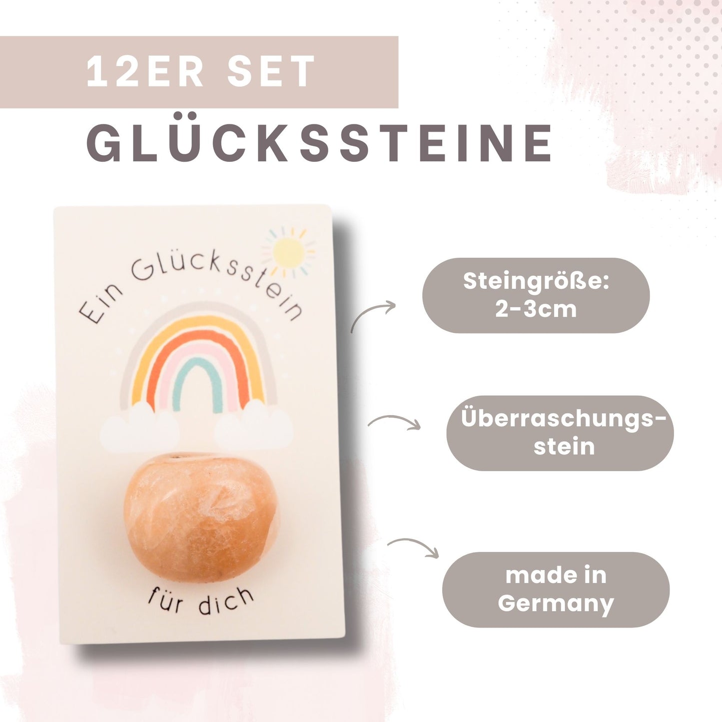 12er Set Glückssteine - Tiere