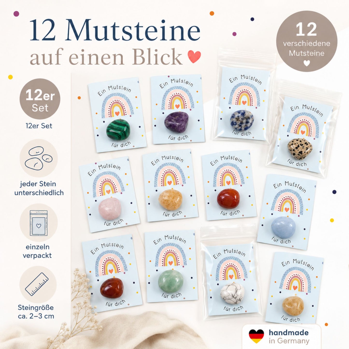 12er Set Glückssteine - Musteine