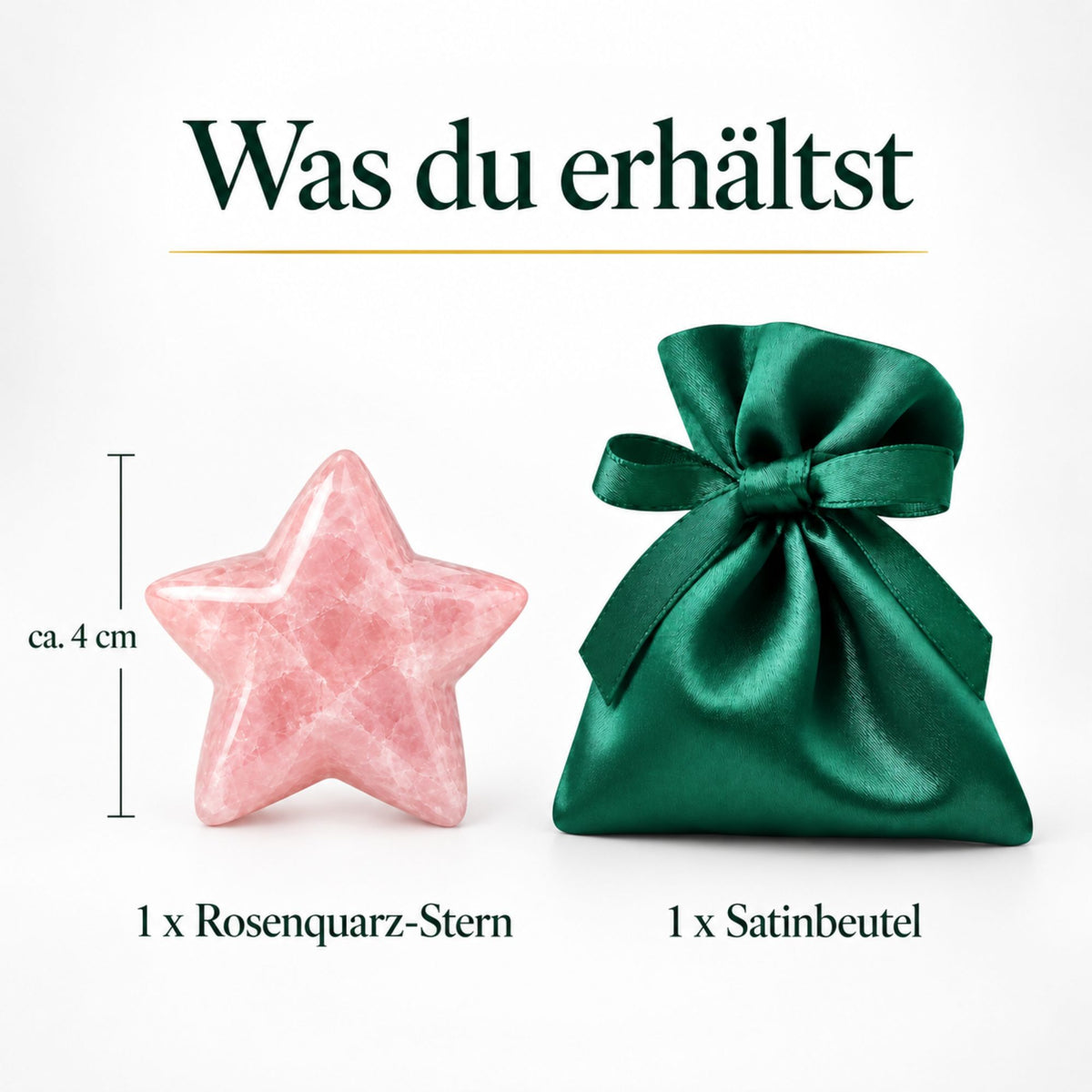 Edelstein-Stern 4 cm im Satinbeutel – Glücksstern aus Naturstein als kleine Aufmerksamkeit