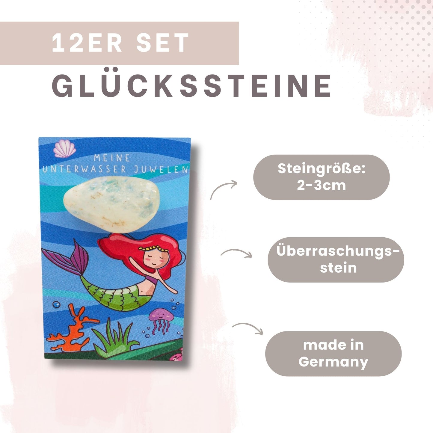 12er Set Glückssteine - Meerjungfrau