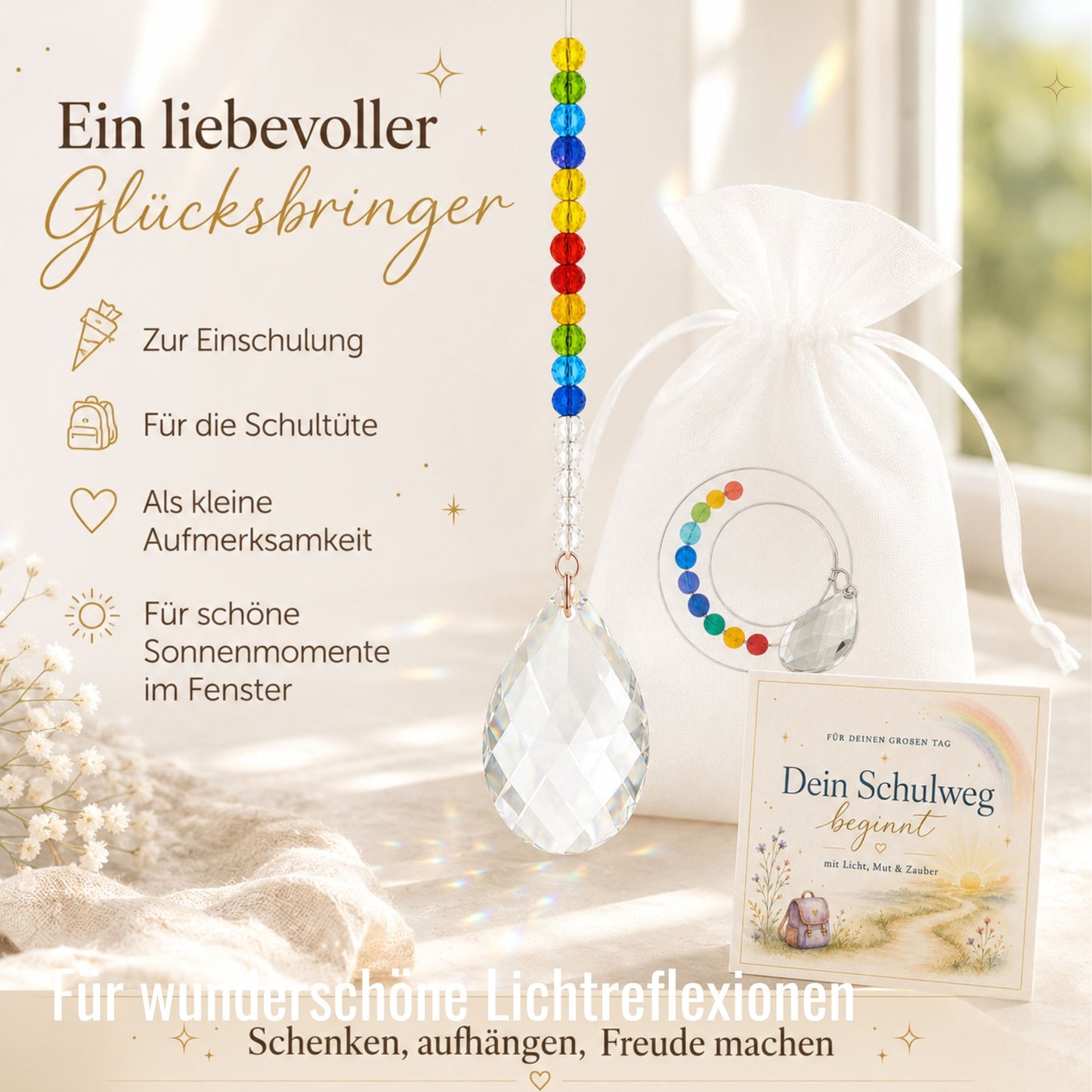 Sonnenfänger zur Einschulung – kleiner Glücksbringer mit Karte