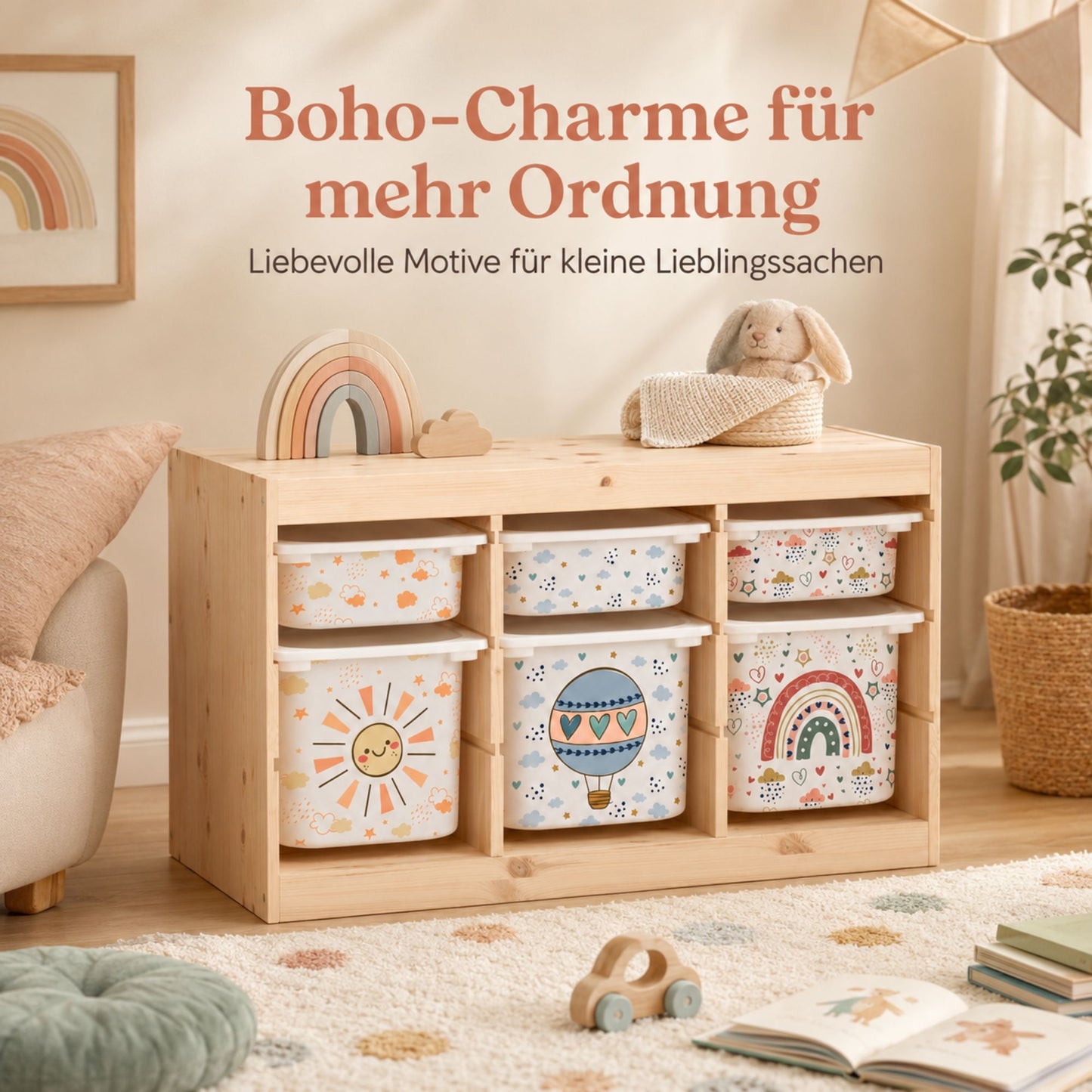 MilaBoo® TROFAST Sticker-Set „Wetter“ – 6 passgenaue Vinylaufkleber für 3 große und 3 kleine IKEA TROFAST Boxen