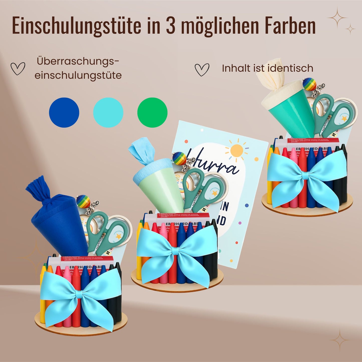 Stifte-Torte Einschulung blau Junge 14cm
