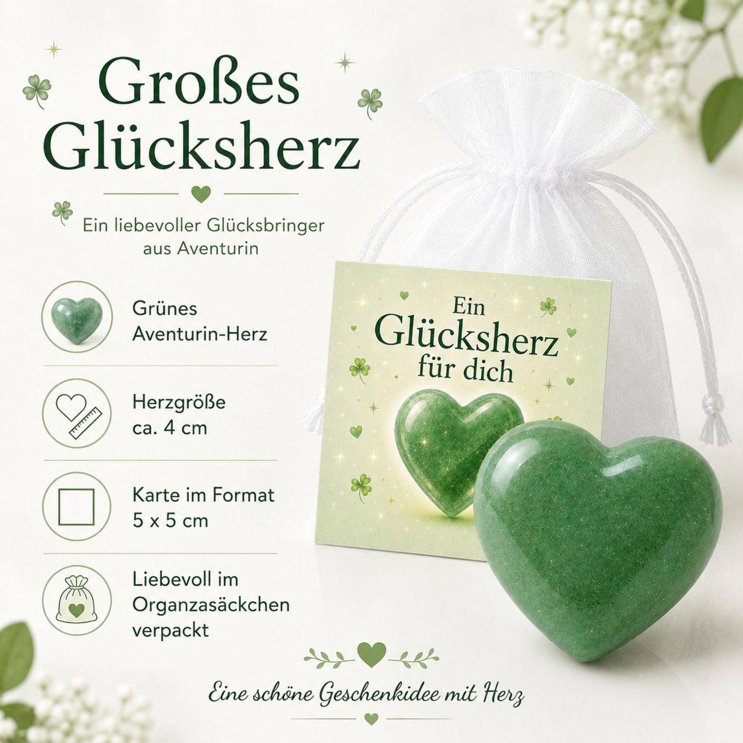 Geschenkset zur Einschulung – 3 Glücksbringer für die Schultüte mit Edelsteinen, Sonnenfänger & Aventurin-Herz