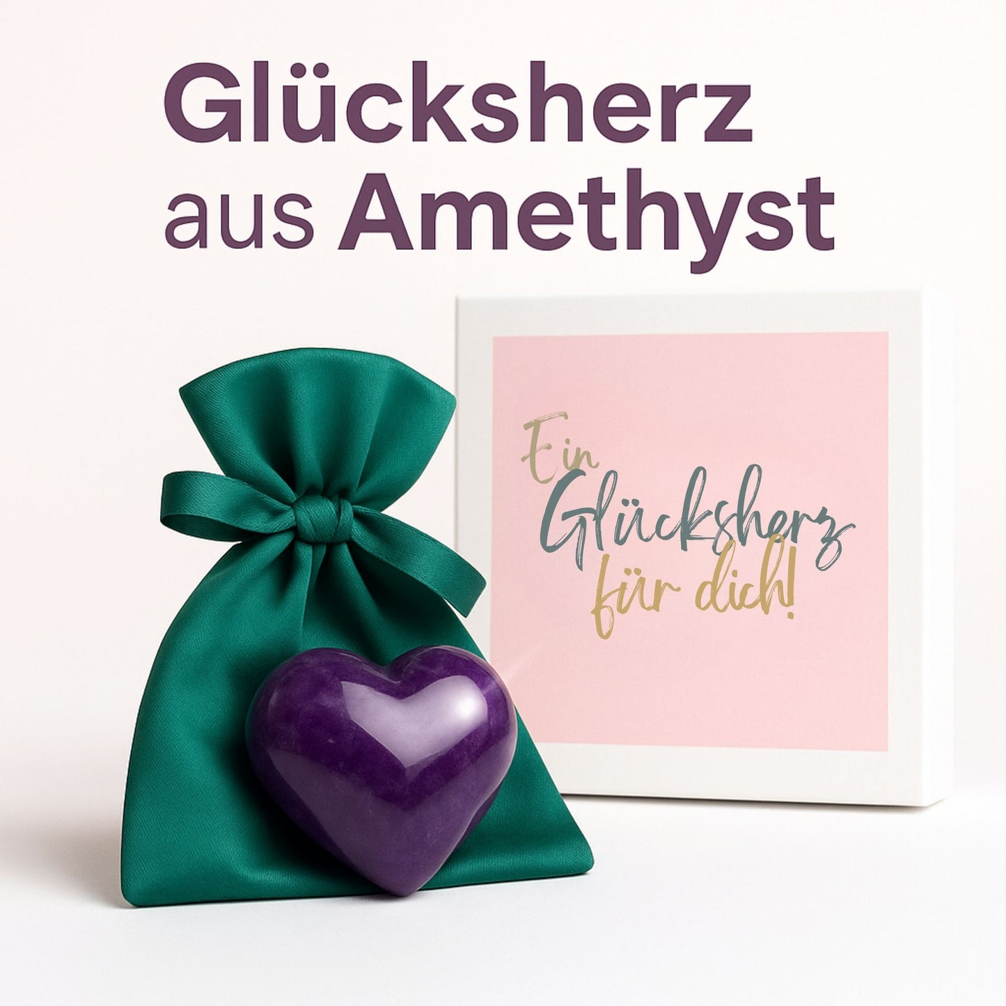 MilaBoo® Amethyst-Glücksherz „Du schaffst das“ – 4 cm Edelstein-Herz als Mutmacher in Geschenkbox