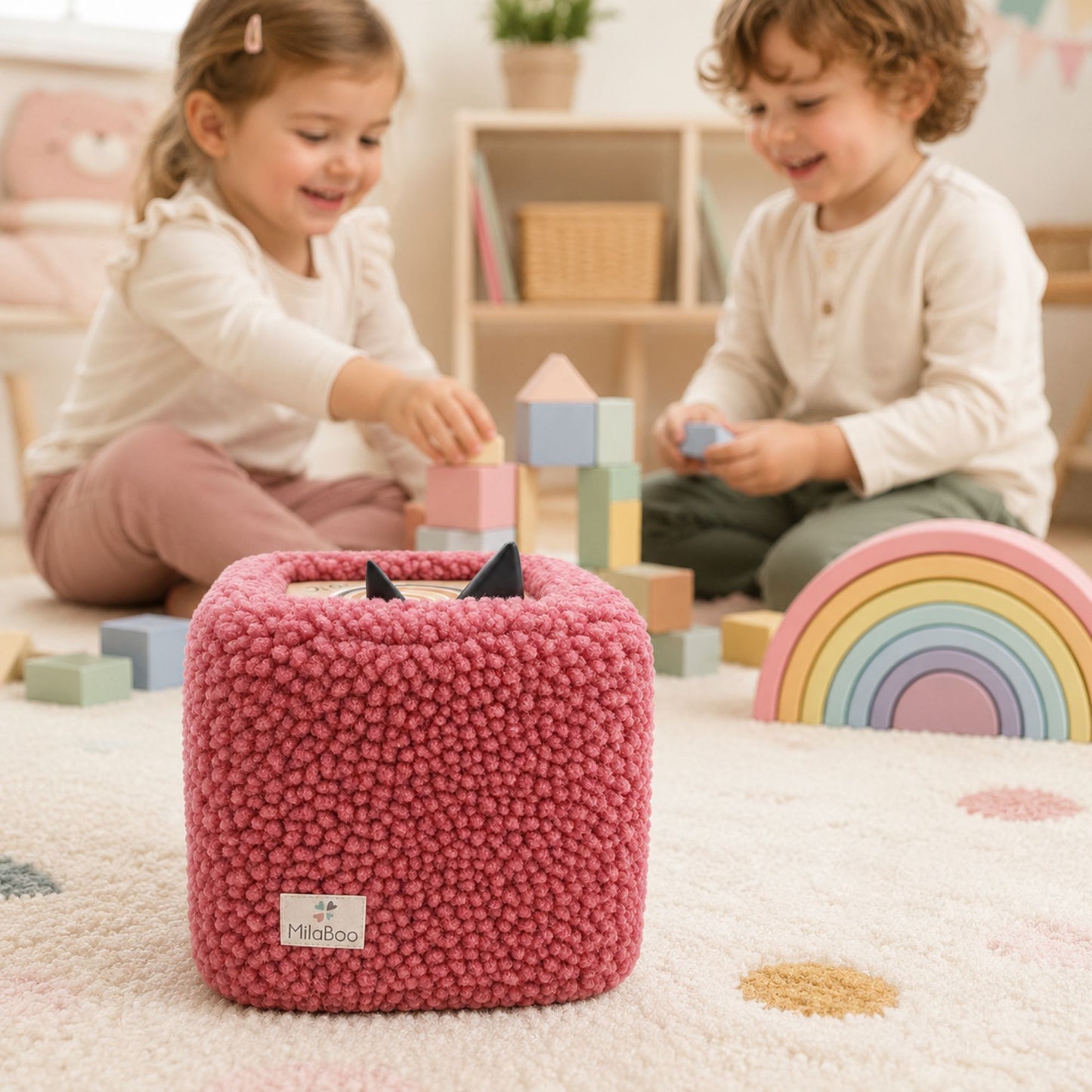 MilaBoo® Teddybezug für Toniebox 1 & 2 – weiche Schutzhülle aus Teddystoff, handgefertigt in Deutschland – Dunkelrosa