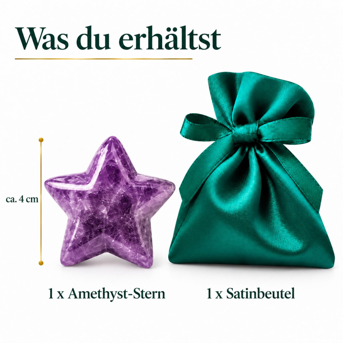 Edelstein-Stern 4 cm im Satinbeutel – Glücksstern aus Naturstein als kleine Aufmerksamkeit