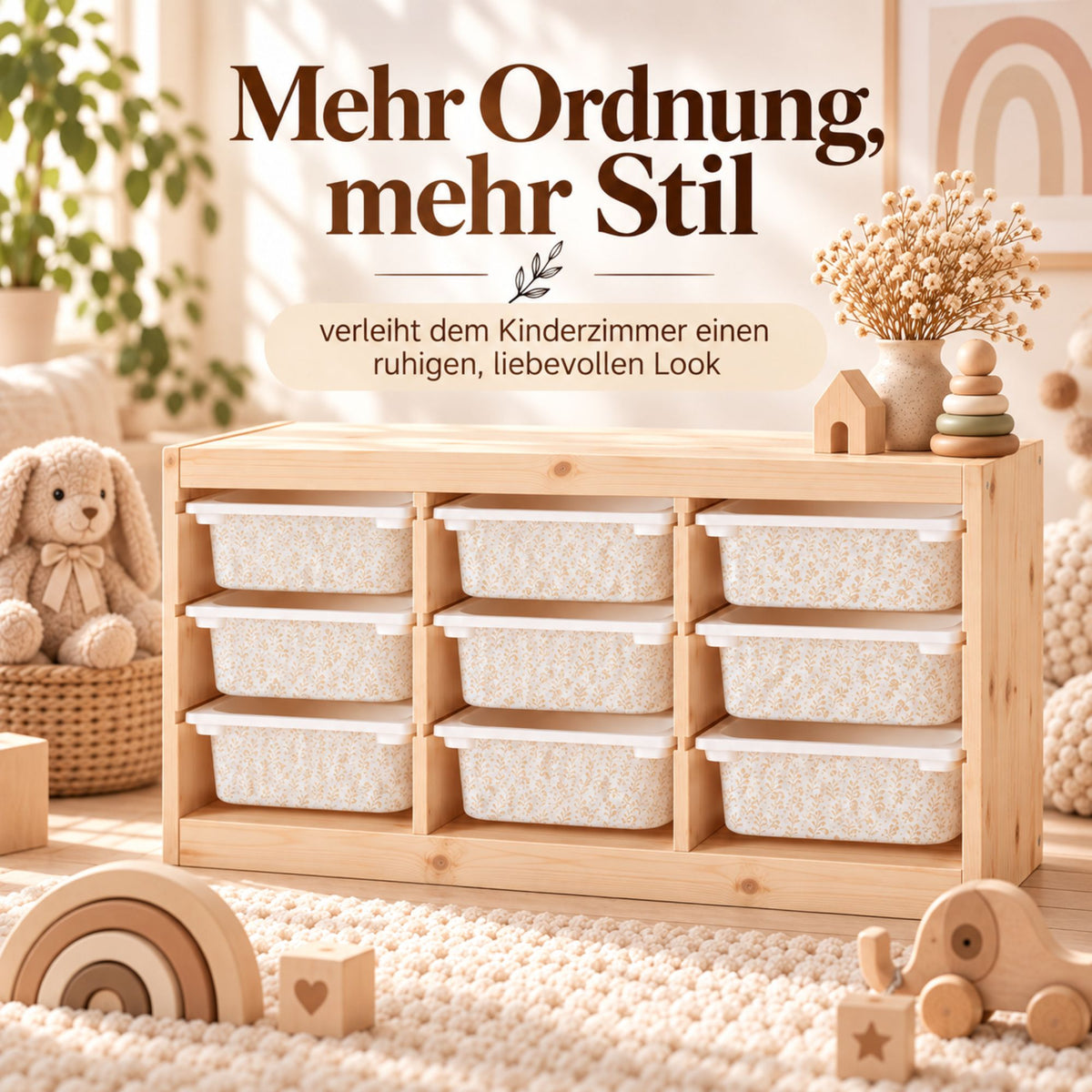 TROFAST Aufkleber 9er Set – Sticker für alle 9 kleinen Boxen, Vinylfolie für IKEA TROFAST Regal
