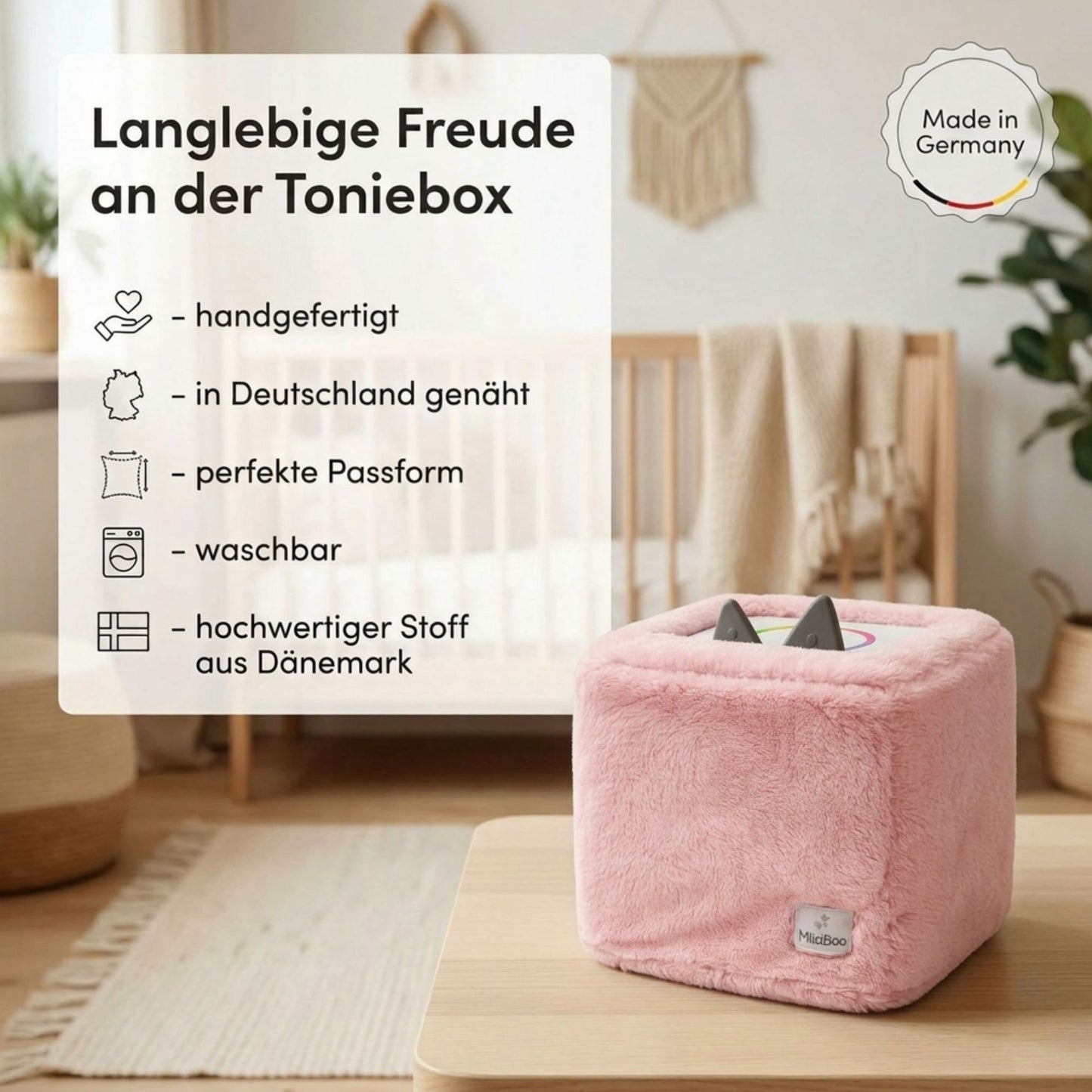 MilaBoo® Kuschelbezug für Toniebox 1 & 2 – weiche Kunstfell-Schutzhülle mit sicherem Gummizug – Rosa