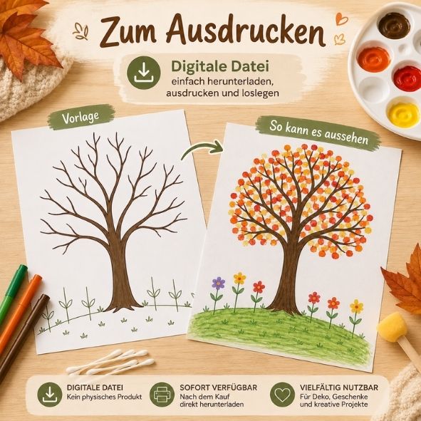 Herbstbaum Druckvorlage von MilaBoo zum Selbstausdrucken