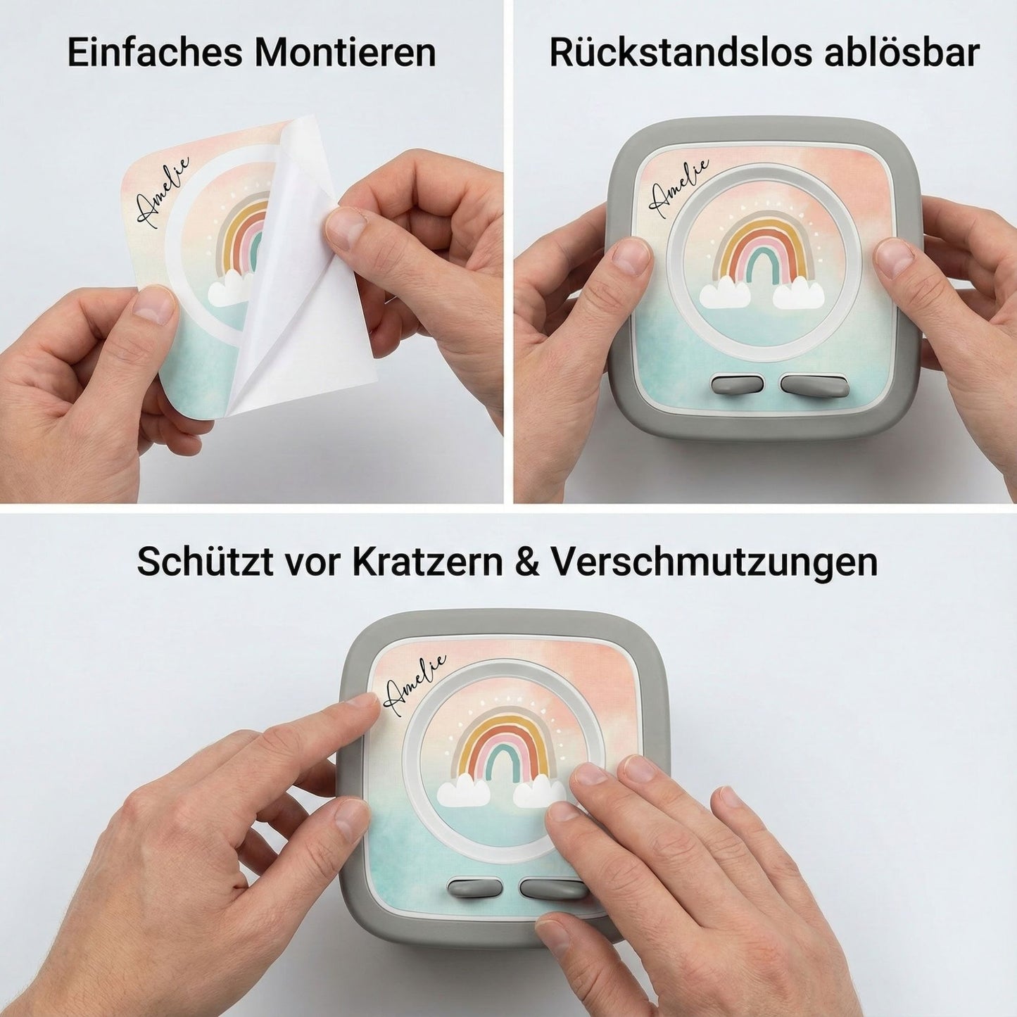 MilaBoo® personalisierbarer Schutzaufkleber für Toniebox 2 – Feen-Design mit Wunschname, passgenaue und ablösbare Vinylfolie