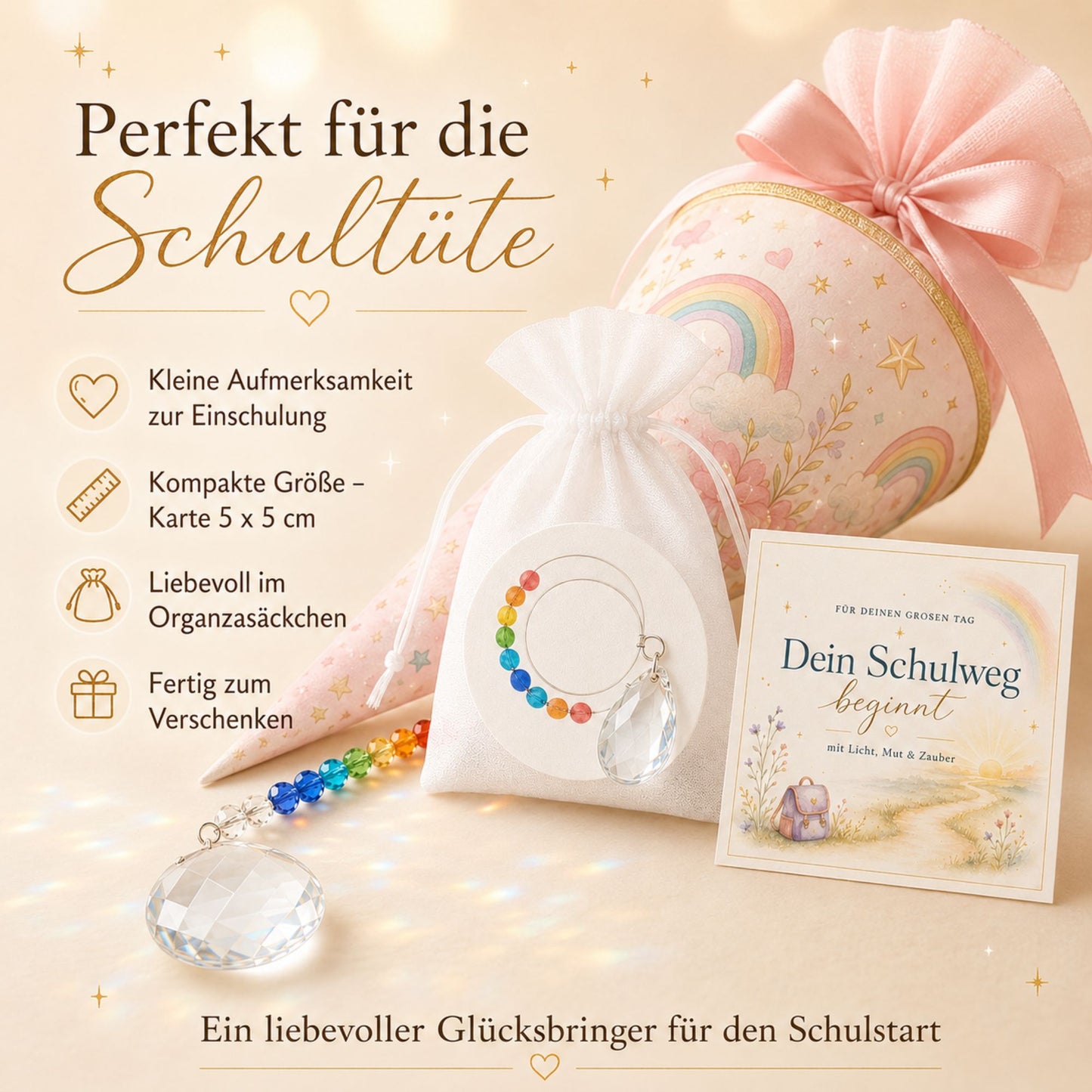 Sonnenfänger zur Einschulung – kleiner Glücksbringer mit Karte