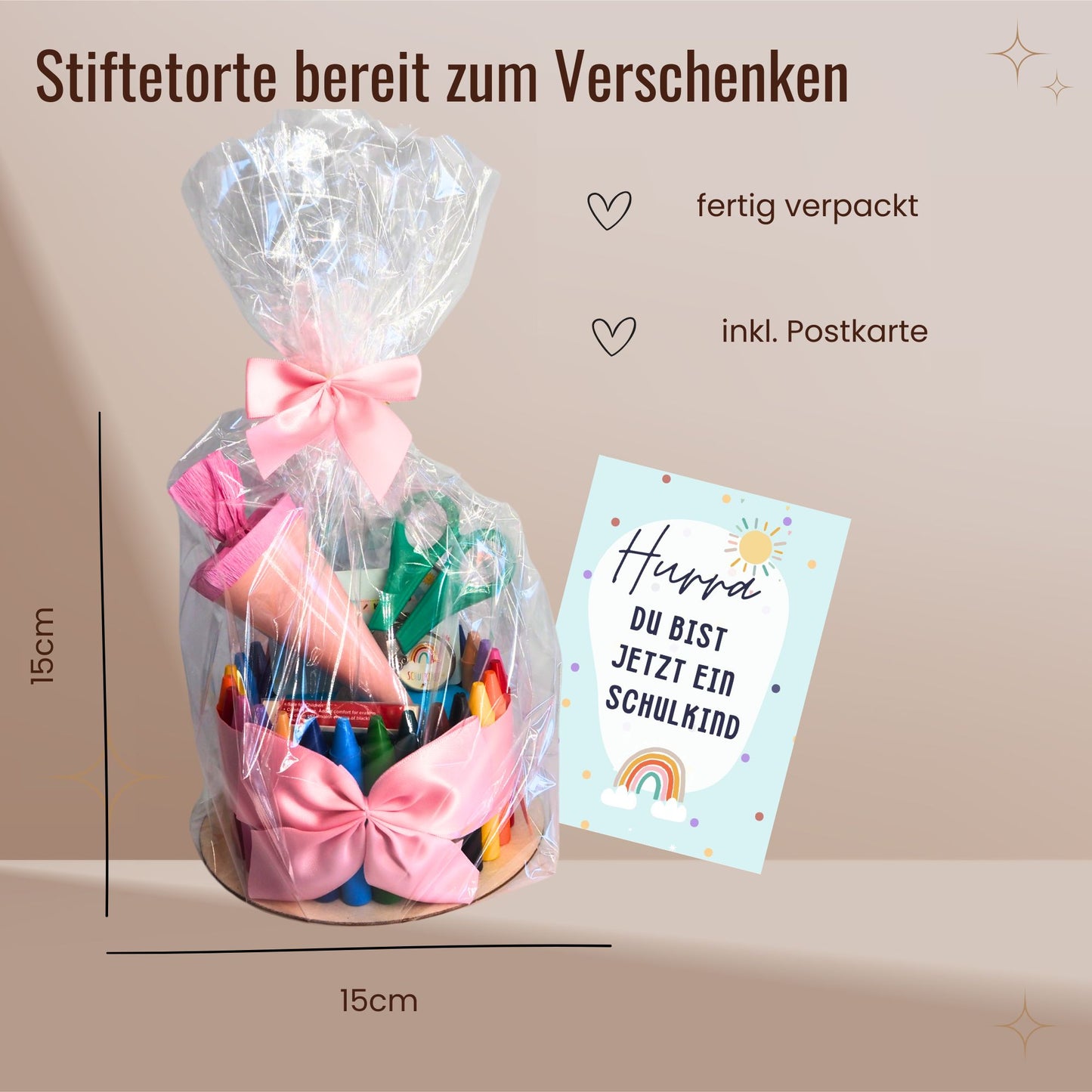Stifte-Torte Einschulung blau Junge 14cm