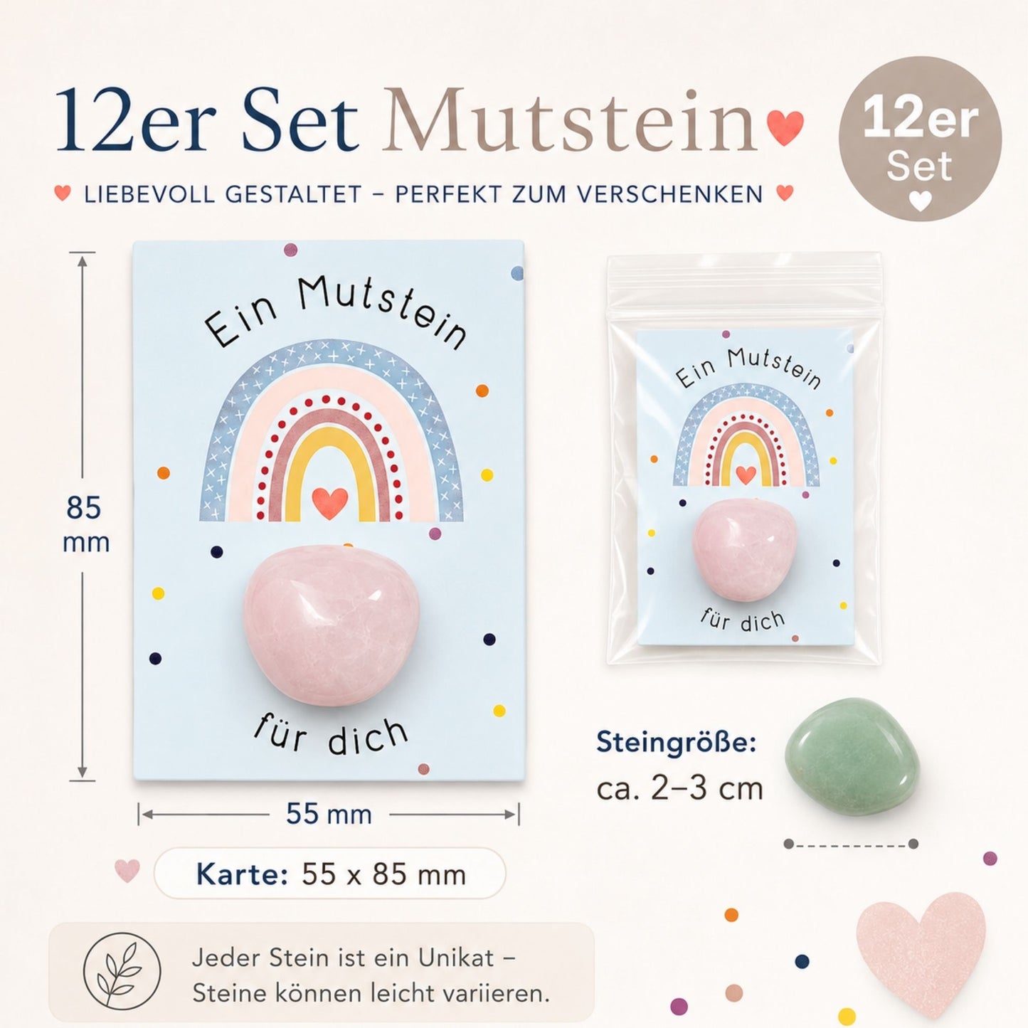 12er Set Glückssteine - Musteine