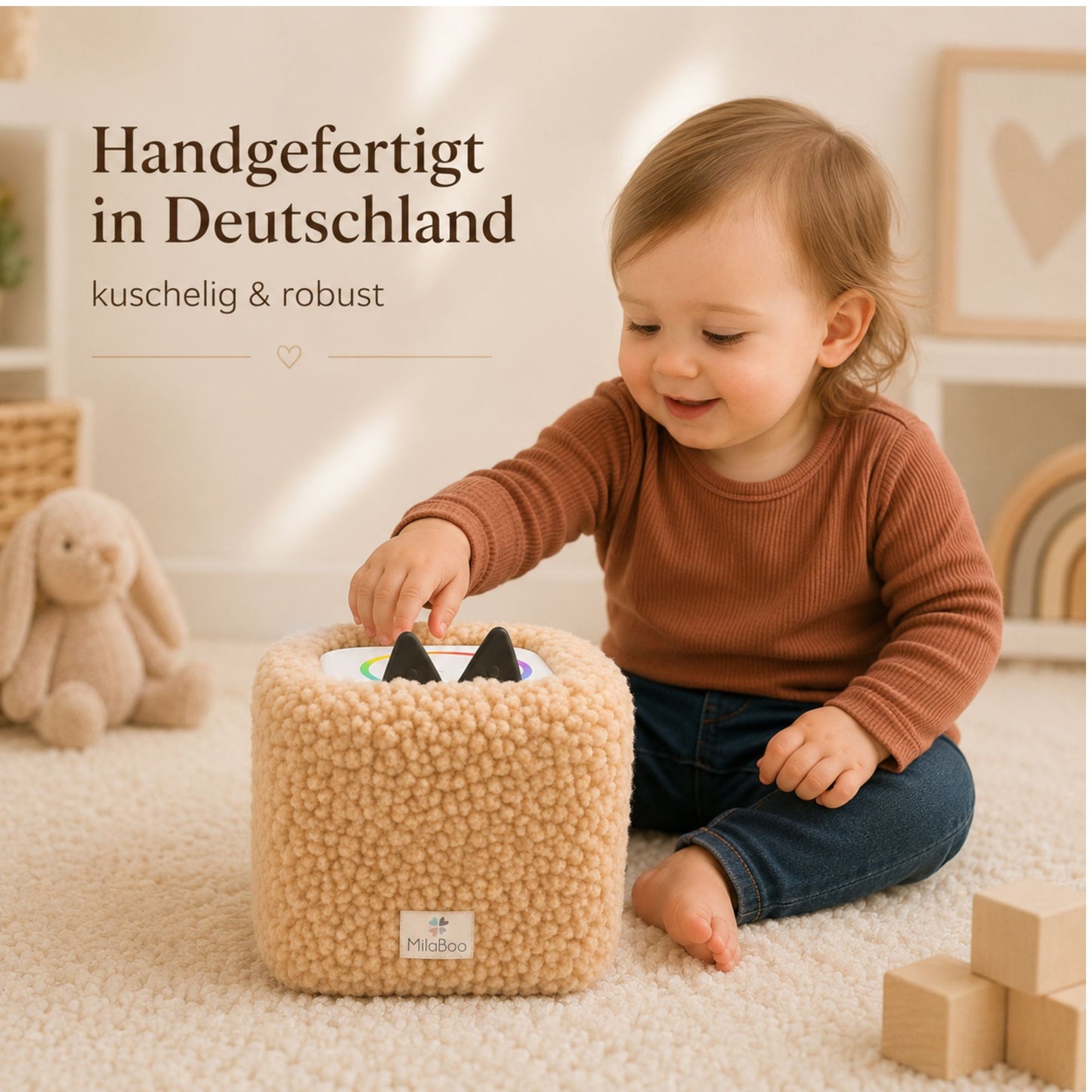 Toniebox Hülle Teddy Beige, kuschelige Schutzhülle für Toniebox 1 & 2, handgemacht in Deutschland, weicher Bezug fürs Kinderzimmer