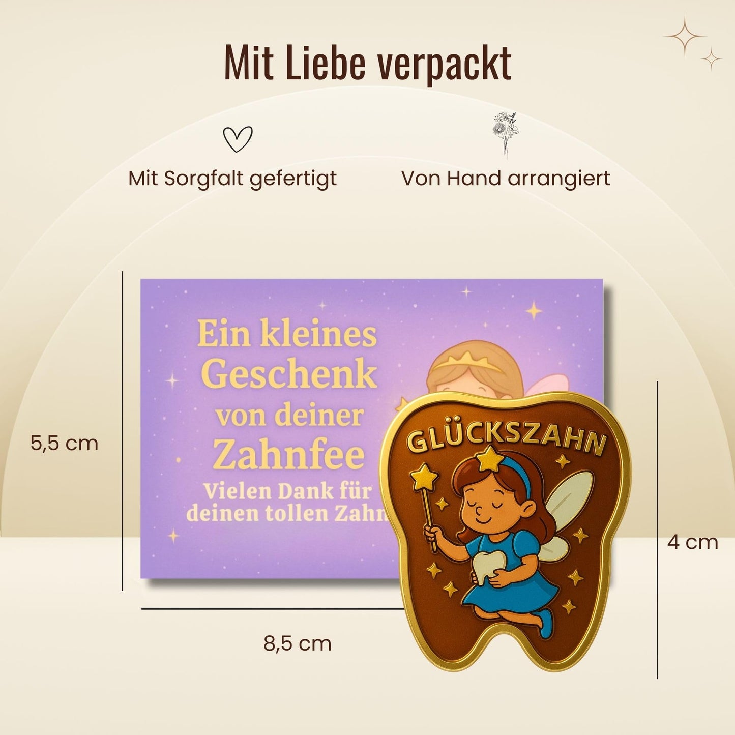 Milaboo® Zahnfee Geschenk Kinder – lila Karte mit Glückszahn & Urkunde