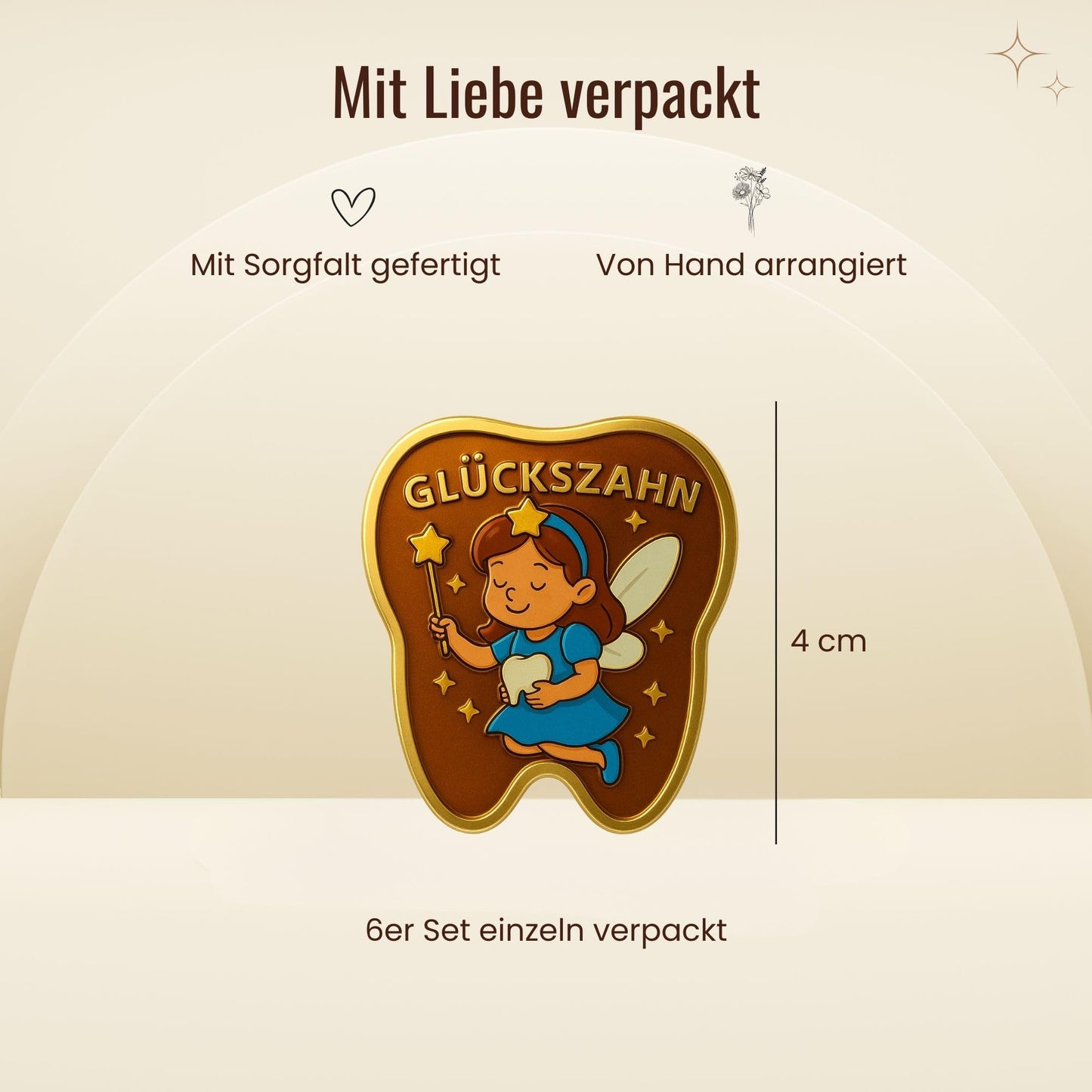 6er Set Zahnfee-Münzen – Glücksmünzen für Kinder im Organzasäckchen