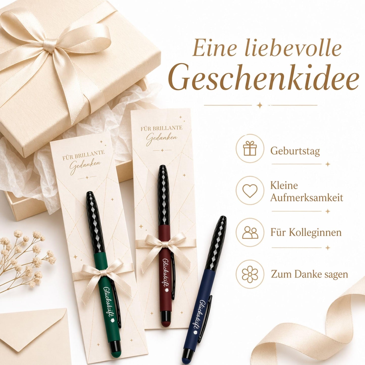 10er Set Glücksstifte in 5 Farben mit Touchscreen-Spitze - Brillant