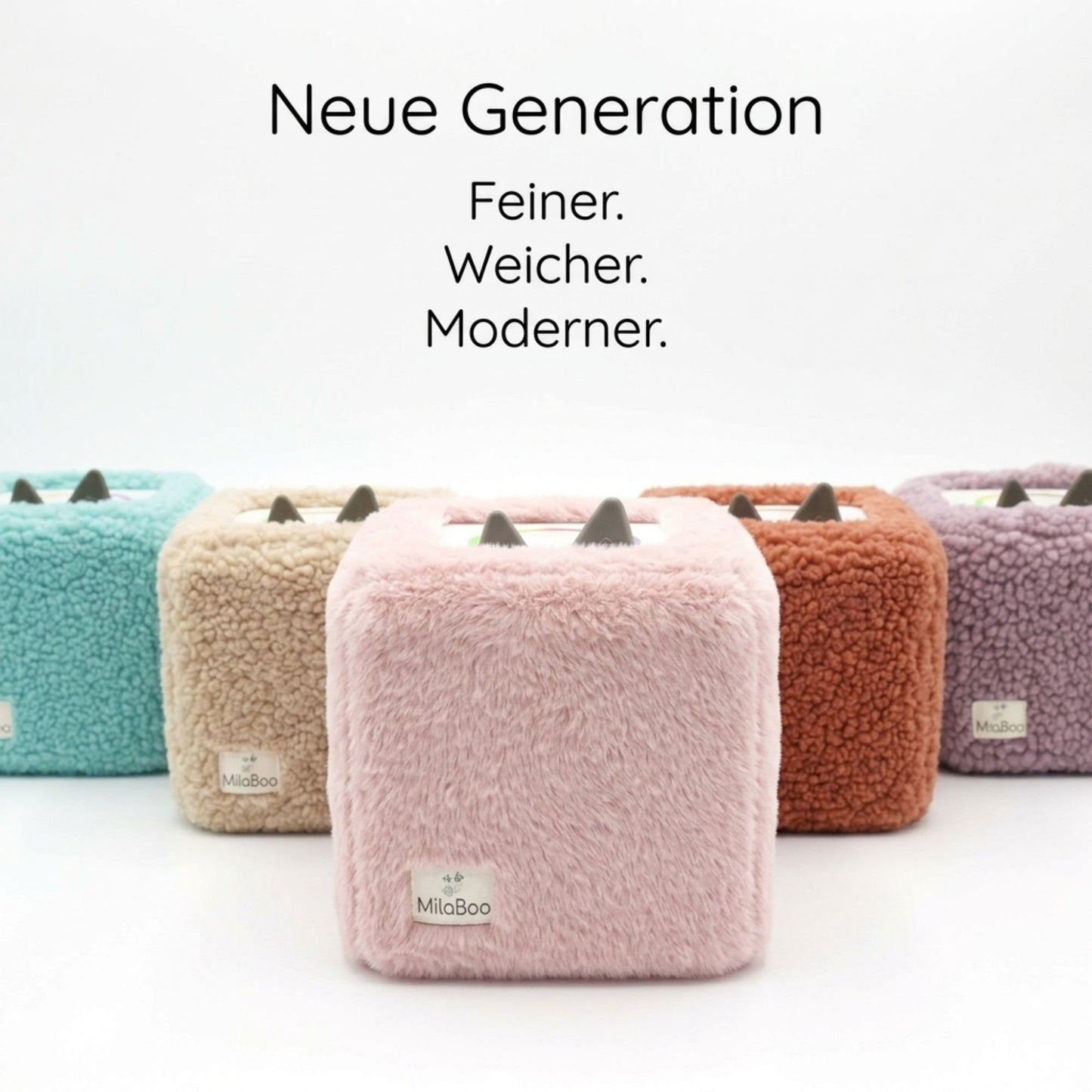 MilaBoo® Kuschelbezug für Toniebox 1 & 2 – weiche Kunstfell-Schutzhülle mit sicherem Gummizug – Rosa
