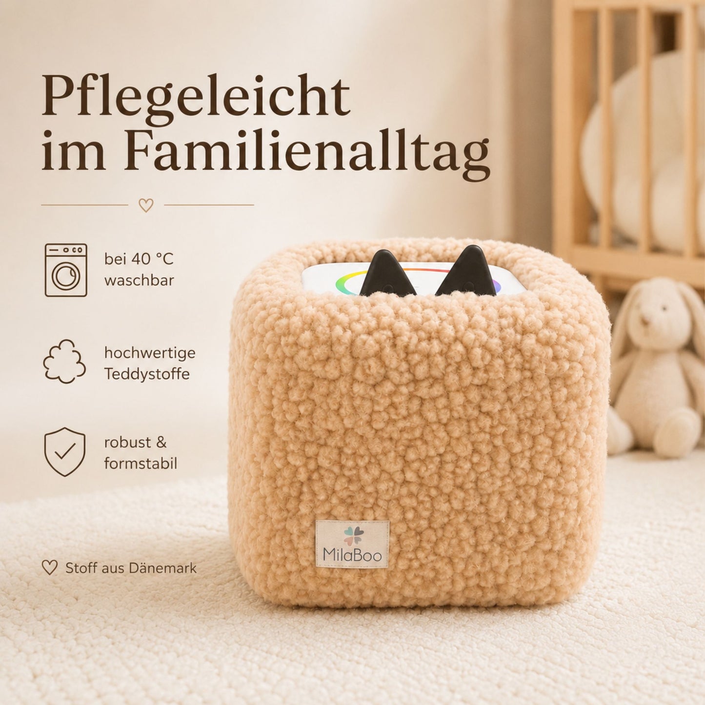 Toniebox Hülle Teddy Beige, kuschelige Schutzhülle für Toniebox 1 & 2, handgemacht in Deutschland, weicher Bezug fürs Kinderzimmer