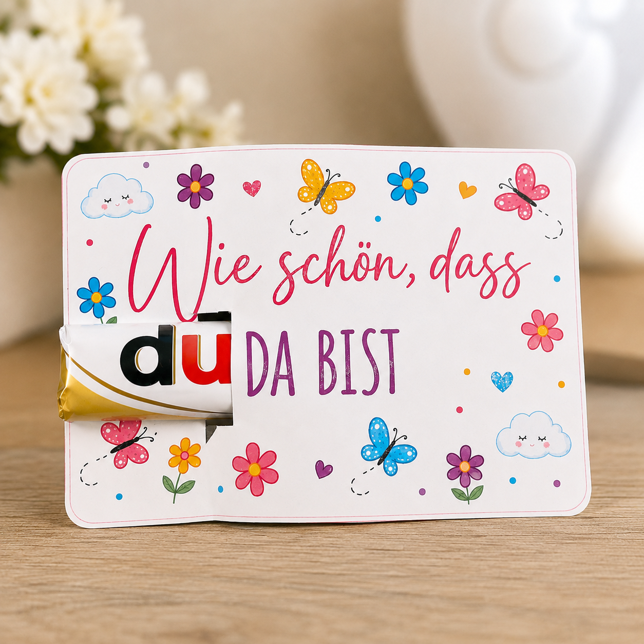 Druckvorlage „Wie schön, dass du da bist“ | Duplo Geschenk | Kleine Aufmerksamkeit | Geschenkidee zum Ausdrucken | Sofortdownload