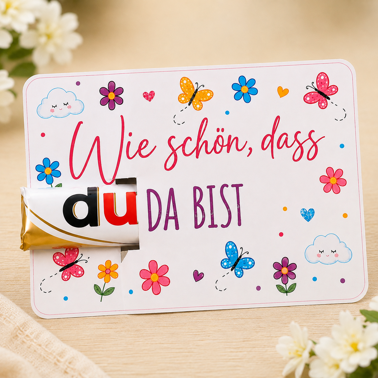 Druckvorlage „Wie schön, dass du da bist“ | Duplo Geschenk | Kleine Aufmerksamkeit | Geschenkidee zum Ausdrucken | Sofortdownload